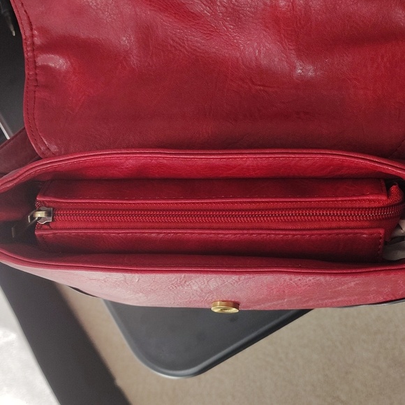 New Laser Cut Out And Braided Faux Leather Crossbody Shoulder Bag Flap Over - Picture 7 of 9